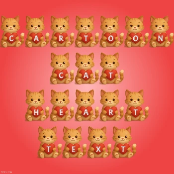 Cartoon Cat Heart Text