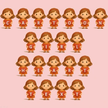 Cartoon Girl Heart Text