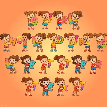 Girl Holding Text
