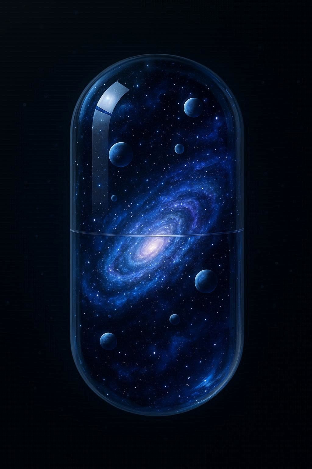 A Capsule Showcasing A Miniature Galaxy With Swirling Stars Planets And A Glowing Nebula Image Prompt
