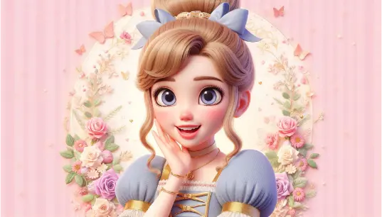 3D-Disney-Cartoon-Effect-Cute-Girl-With-Flower-Background-1