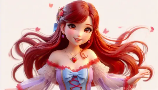 3D-Disney-Cartoon-Effect-Girl-Red-Hair-New-1