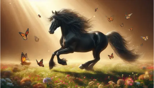 Black-Horse-With-Nature-Background-Butterfly-1