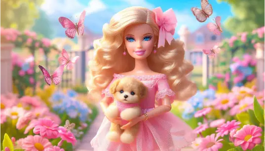 Cute-Barbie-Doll-Golden-Hair-With-Cute-Puppie-1