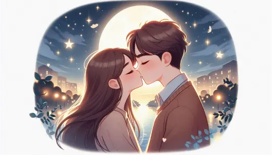 Cute-Couple-Kiss-Moon-Star-Background-1
