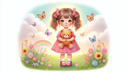 Cute-Girl-With-Teddy-Bear-Illustration-New-Image