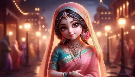 Cute-Indian-Teenage-Girl-with-Lamp-Lights-Background-1