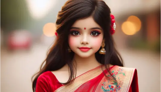 Cute-Teen-Girl-In-Red-Saree-1