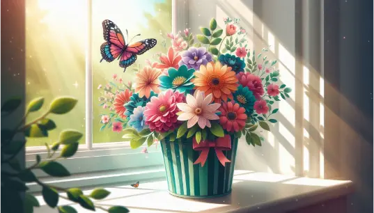 Flower-Pot-Butterfly-Illustration