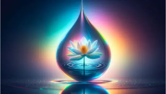 Lotus-Flower-in-River-Water-Drop-on-Rainbow-Lighting
