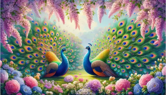 Peacock-and-Peahen-Love-Water-Color